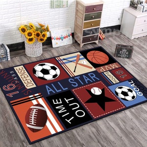 Sport Area Rug, Baseball Area Rug, Basketball Rug, Sport Rug, Kids Rug, Boys Room Rug, Soccer Rug, Football Rug, Sport Balls Rug
