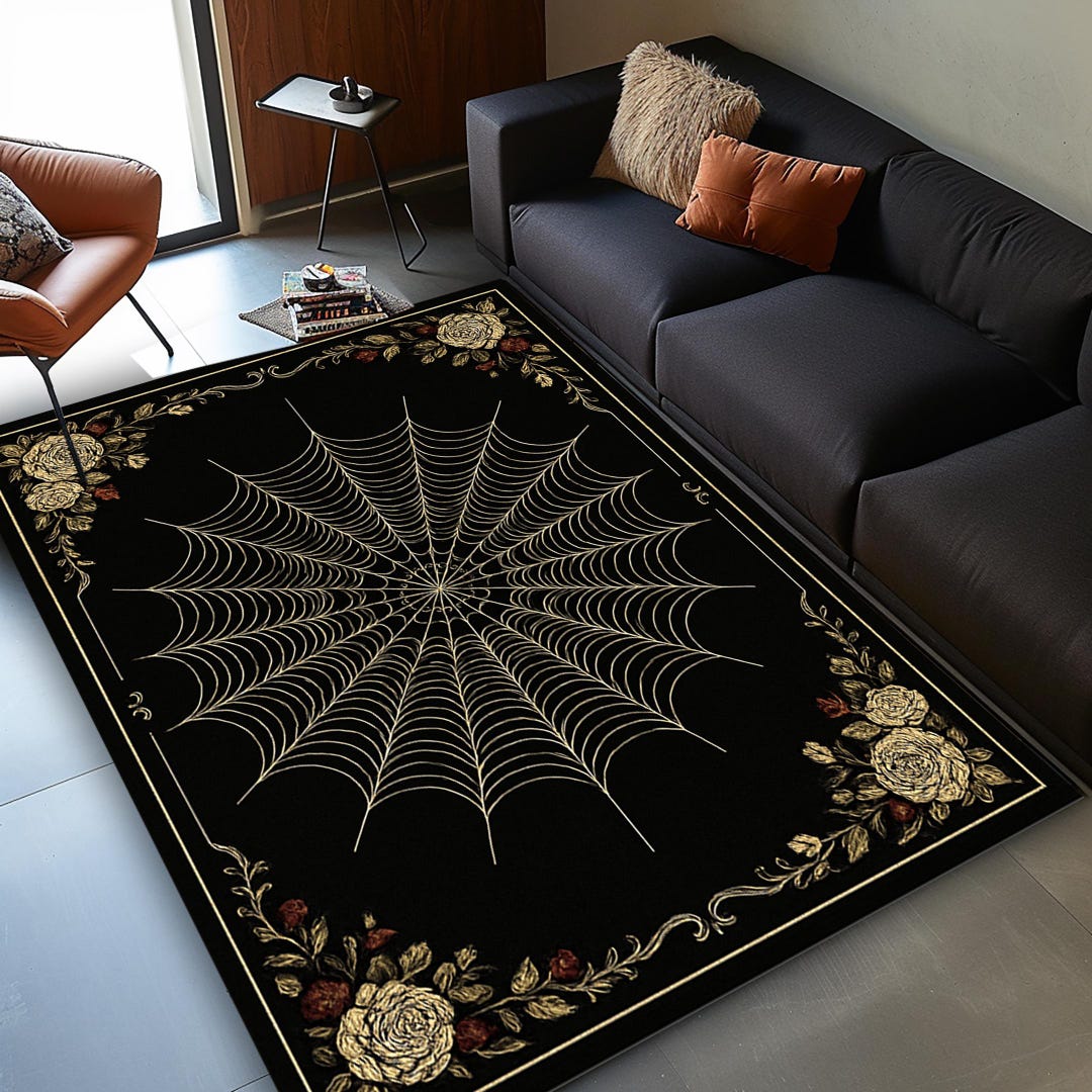 Gothic Spider Web Area Rug, Halloween Decor - Etsy