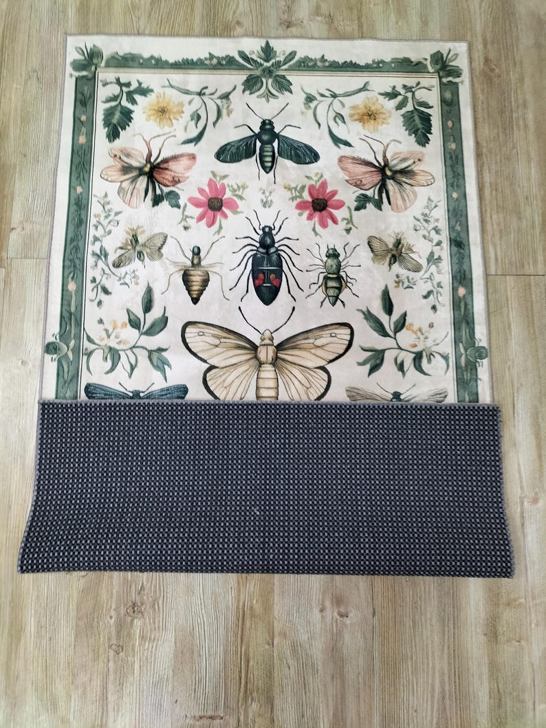 Insect Print Rug: Green & Yellow Beetle Pattern Area Rug - Etsy