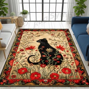 Oriental Cat Rug, Traditional Cat Rug, Painting Style Cat Rug, Rustic Cat Rug, Cat Print Rug, Personalized Cat Rug, Cat Area Rug