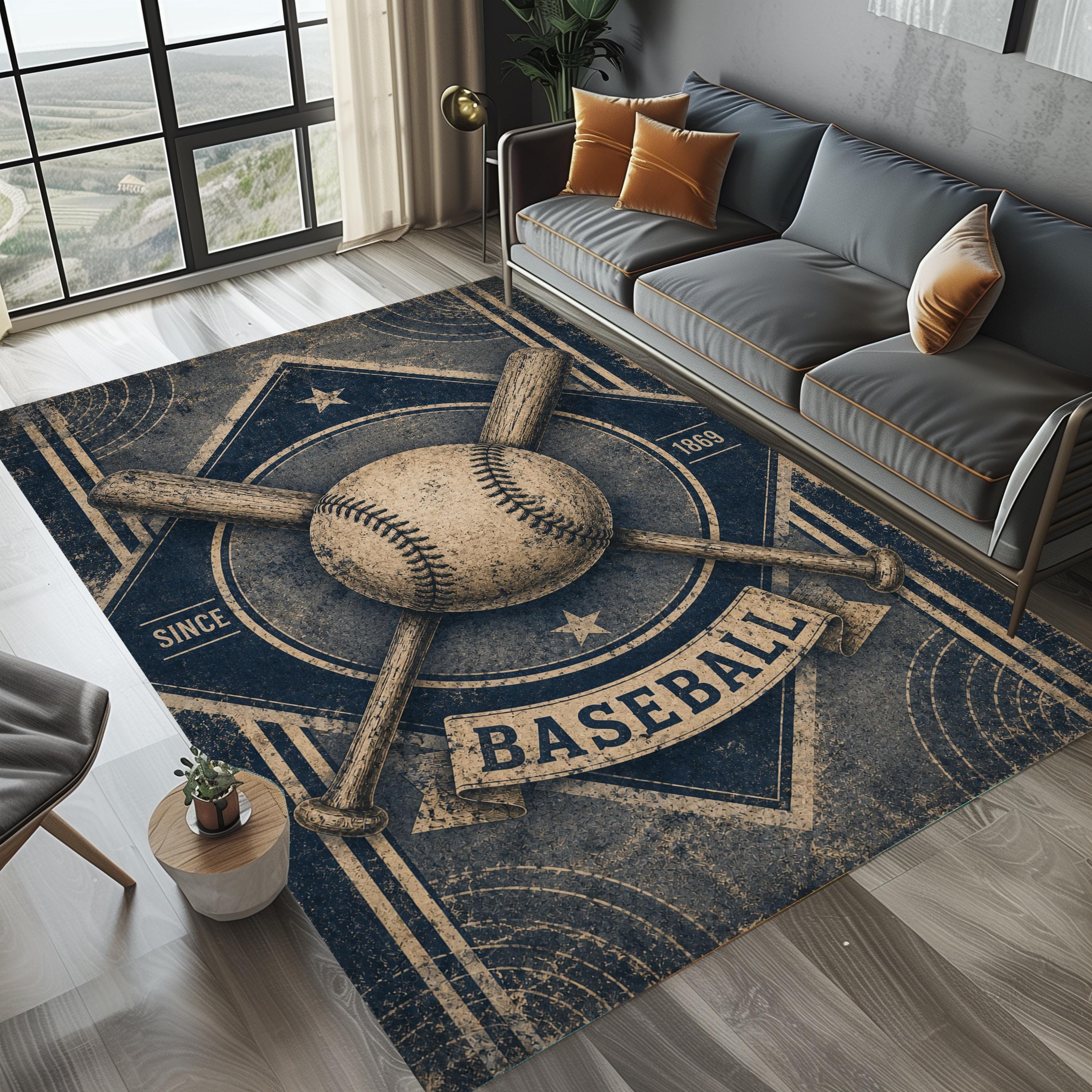 Baseball Rug - Etsy
