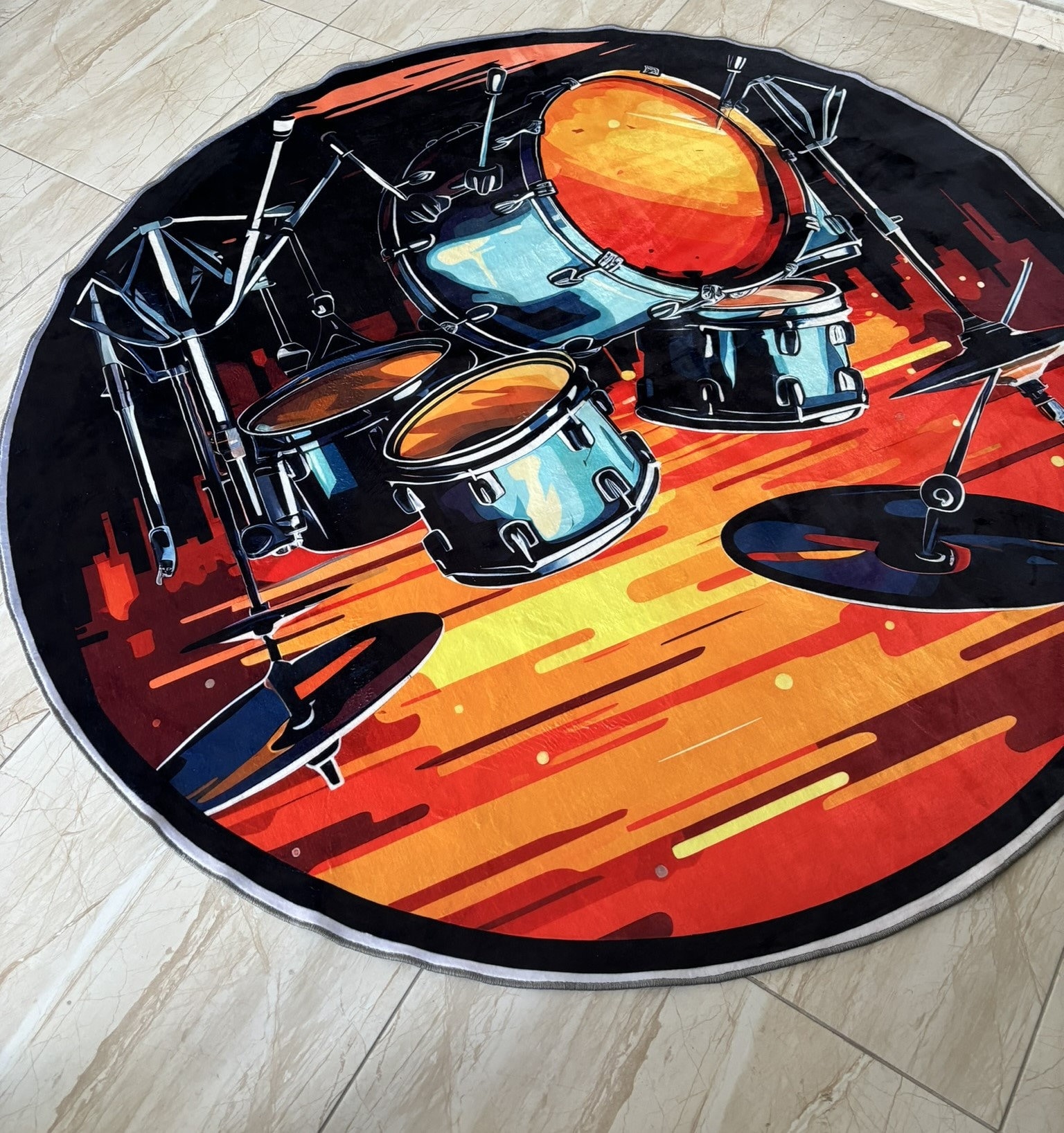 3D Look Round Wolf Rug, Wolf Pattern Rug, Round Viking Rug, Round Norse ...