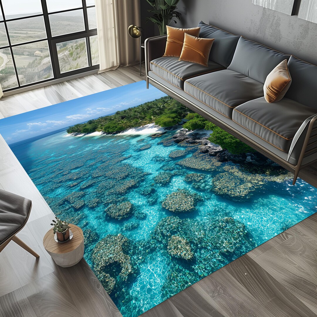 Tropical Beach Rug, Turquoise Ocean, Island Paradise - Etsy