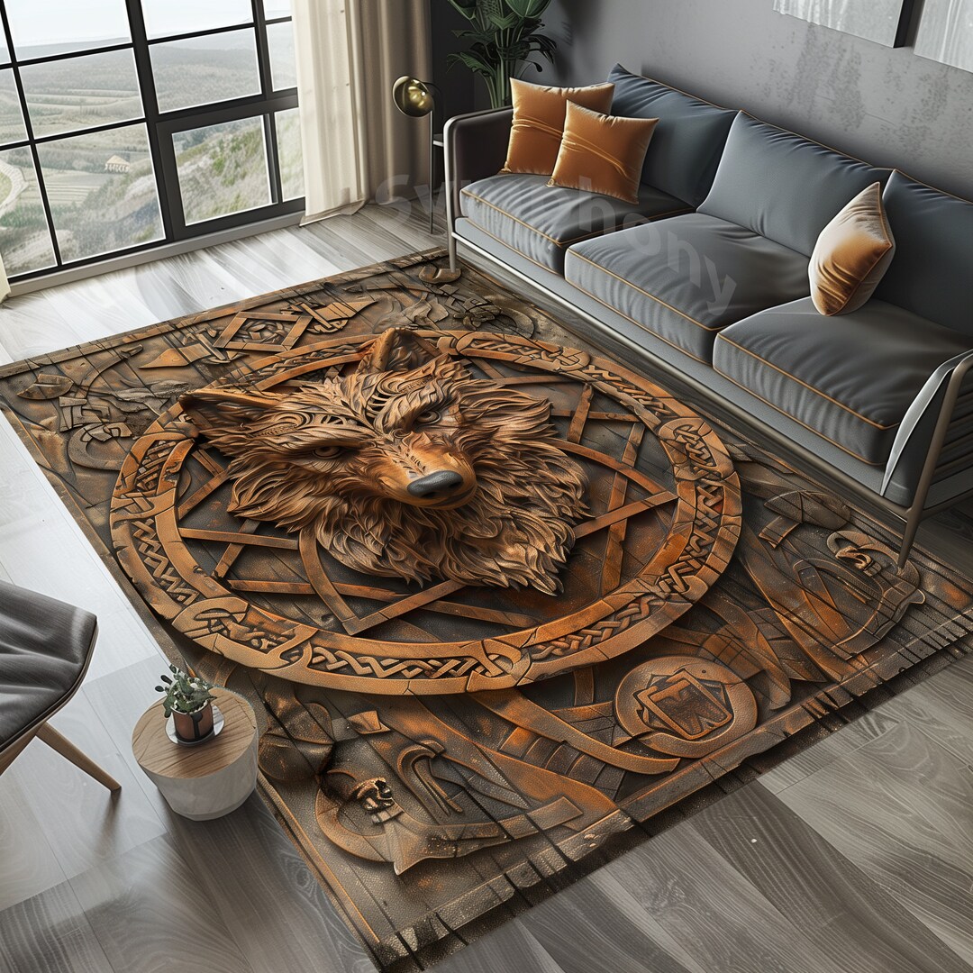 thumbnail image 2 of Large Area Rug 7x10 Wolf's Rage Rug, Wolf King Rugs For Living Room, Washable Rug Non Slip Rubber Backed Easy Clean Carpet For Bedroom Hardwood Floors Apartment 2 of 11
