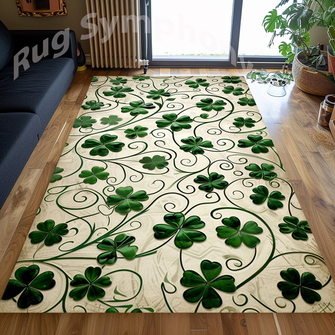 Shamrock Area Rug: Irish Clover Design, St. Patrick's Day Decor - Etsy