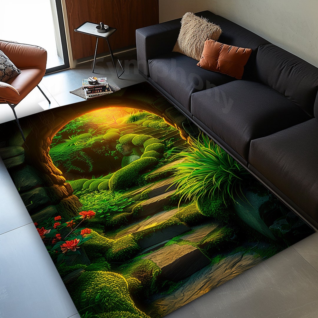 Garden Rug, 3D Look Garden Rug, Garden Area Rug, 3D Look Stairs Rug ...