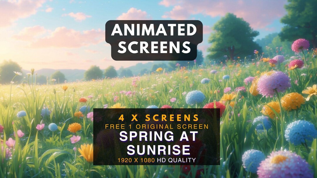 Spring Sunrise Animated Stream Screens: Twitch Overlay, Vtuber (MP4 ...
