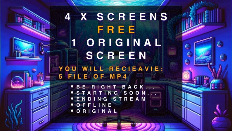 Animated Scene | Pixel Art Screens | Retro Room Underwater View | 4 X ...