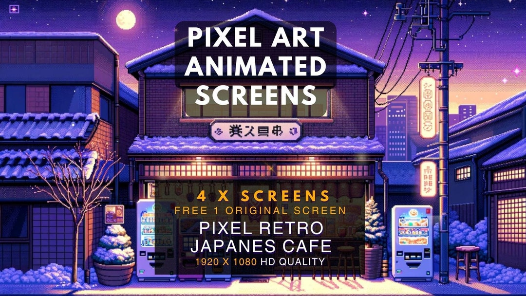 Pixel Art Japan Cafe Animated Stream Screens: Winter View - Etsy