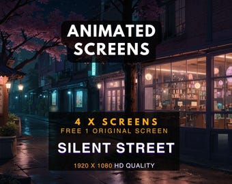 Animated Scene | Japan Silent Street | 4 x Animated Stream Screens | Stream Package | Twitch Stream Screen  | Twitch Stream Overlay | Vtuber