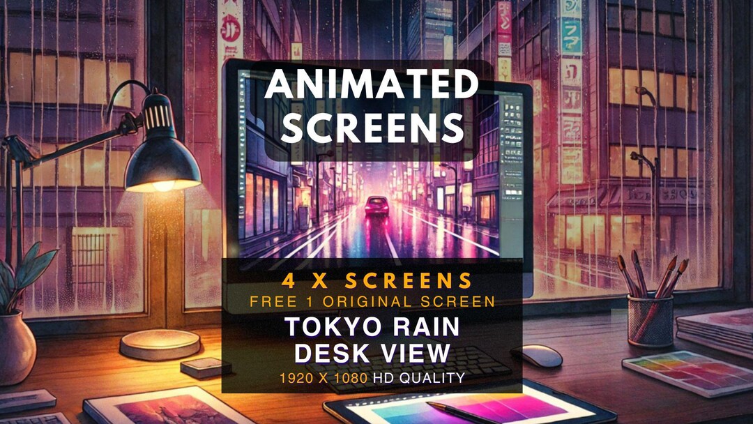 Tokyo Rain Desk View Animated Twitch Stream Screens (MP4 File) - Etsy