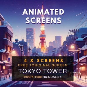 Animated Scene | Japan Tokyo View | 4 x Animated Stream Screens | Stream Package | Twitch Stream Screen  | Twitch Stream Overlay | Vtuber