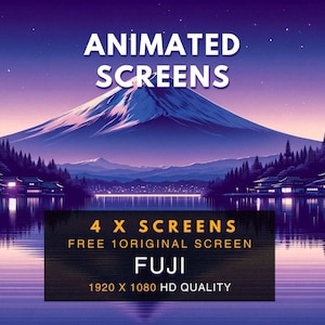Animated Scene | Japan Fuji View | 4 x Animated Stream Screens | Stream Package | Twitch Stream Screen  | Twitch Stream Overlay | Vtuber