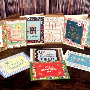 Cartões de felicitações artesanais em branco variados com envelopes, conjunto de 10, aleatório