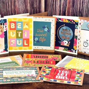Cartões de felicitações artesanais em branco variados com envelopes, conjunto de 10, aleatório