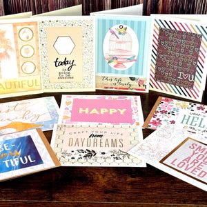 Cartões de felicitações artesanais em branco variados com envelopes, conjunto de 10, aleatório