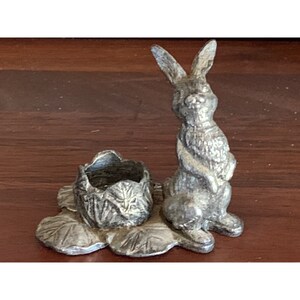 Vintage 1980 Metzke Pewter Rabbit Flower Bud Vase candle holder Stamped MADE IN USA