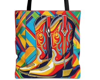 Colorful Cowboy Boots Tote Bag: Western Style