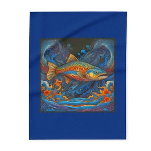 Colorful Trout Arctic Fleece Blanket | Fisherman&#39;s Cover | Free Shipping in the U.S.