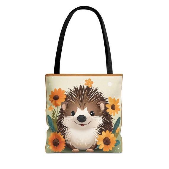 Cute Hedgehog in Flowers Tote Bag Free Shipping UK