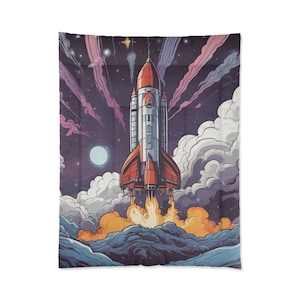 Rocket Galaxy Comforter | Rocketship in Space Bed Spread | Free Shipping in the U.S.
