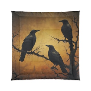 Crow Comforter | Eerie Colorful Raven Bed Spread | Free Shipping in the U.S.