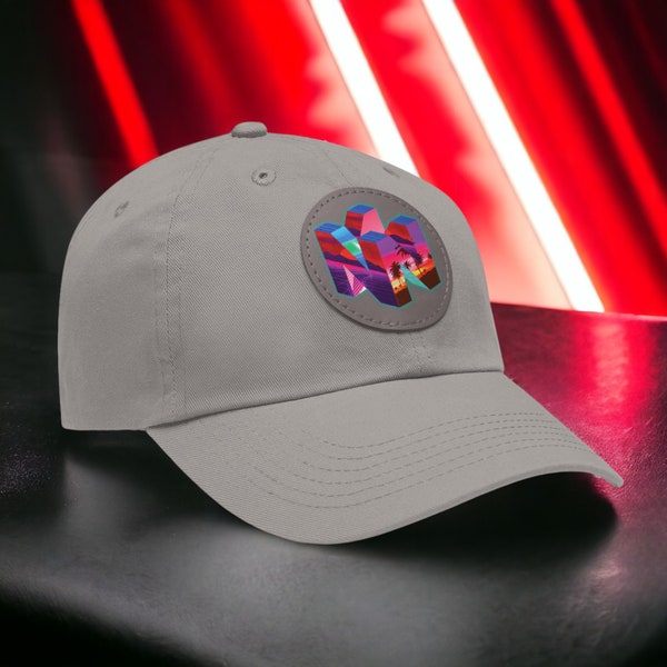 N64 Vaporwave Retro Gaming Embroidered Hat with Leather Patch (Round)