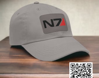 N7 Program Dad Hat with Leather Patch , N7 Sheppard, N7 Mass Effect, Valentines gift for new dad, Best gift for dad on his birthday