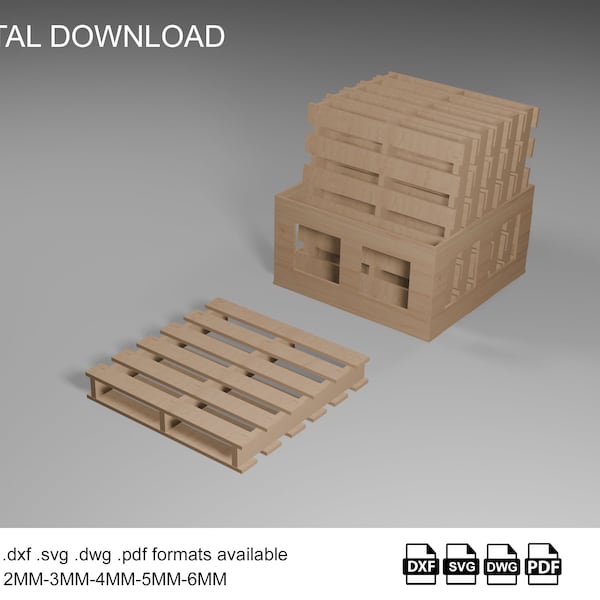 Boxed Pallet Coaster Svg, Dxf, Pdf, Dwg Files, Vector Files For Wood Laser Cutting