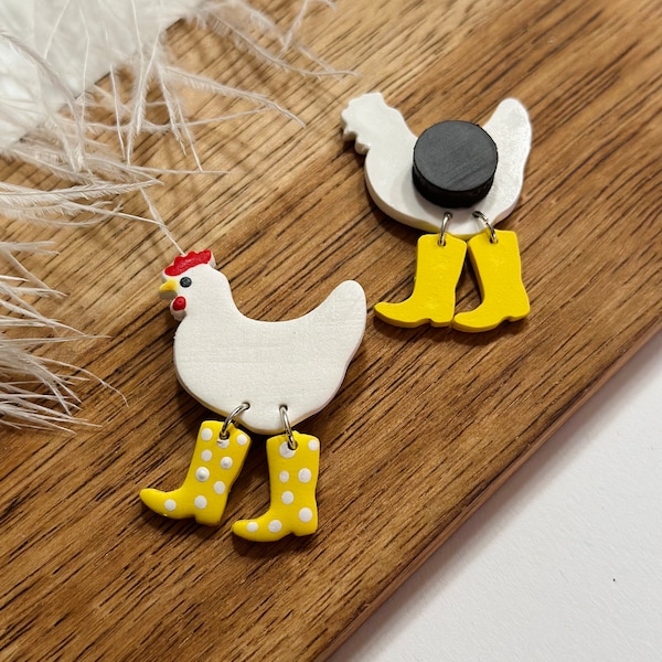 Polymer Clay Magnets - Chicken in Boots