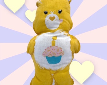 80s Yellow Care Bear Cupcake Pillow Vintage