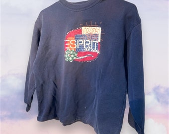 Esprit Vintage Navy Blue Sweatshirt Kids Large