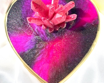 Black and Pink Ring holder with crystal