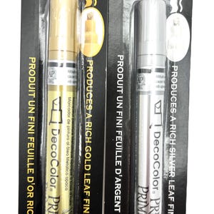 Deco Color Premium Metallic Opaque Marker, 2-pack, Gold and Silver, Best Paint Pen for Crafters, Resin Marker, Gold Leaf, Silver Leaf