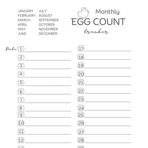 Printable Chicken Egg Chart