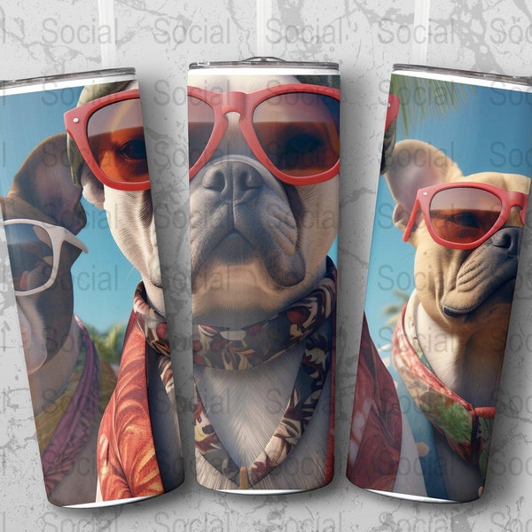 Beach Party Dogs Digital Wallpaper, Cool Sunglasses Pups Art, Summer Vibes Fun Puppies Background