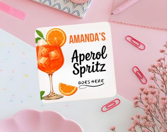 Personalized Aperol Spritz Coaster: Cocktail Lover Gift, Bar Cart Decor