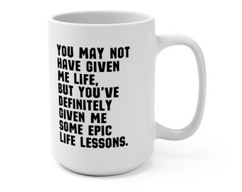 Stepdad Epic Life Lessons Día del Padre Taza de café de 15 oz, Regalo del Día del Padre, Regalo para padrastro padrastro, Regalo de hijastra hijastra