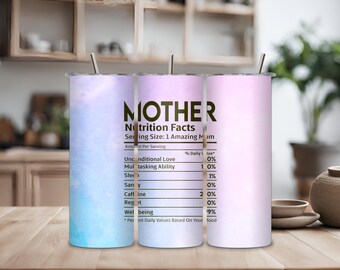 Funny Mother Nutrition Facts 20oz Tumbler w/Straw, Mother's Day Gift, Custom Mom Gift, Mother's Day, Cute Mom Tumbler, Funny Mom Gift
