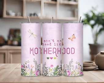 Ain't No Hood Like Mothehood 20oz Tumbler w/Straw, Mother's Day Gift, Custom Mom Gift, Mother's Day, Cute Mom Tumbler, Cute Mom, Funny Mom