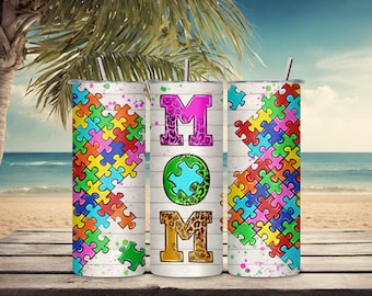 Autism Mom 20oz Tumbler w/Straw, Mother's Day Gift, Custom Autism Mom Gift, Gift for Autism Mom, Autism Awareness, Autism Speaks