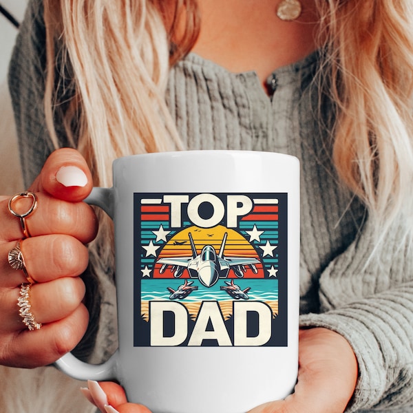 Top Dad 15oz Coffee Mug, Funny Father's Day Gift, Gift from Daughter, Dad Birthday, Cute Dad Gift, Dad Christmas, Gift from Kids, Pilot Dad