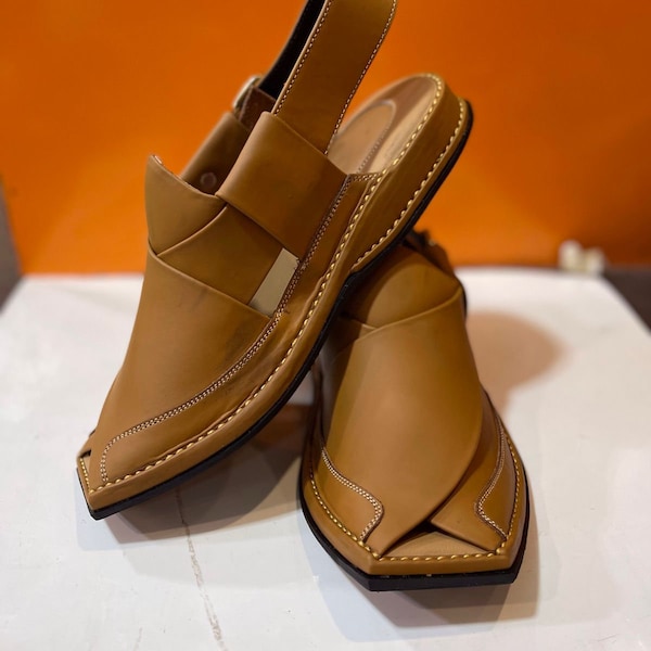 Peshawari Chappal, Men's Leather Sandals, Kaptaan Chappal, Stylis , Comfortable Shoes