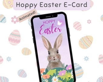 Happy Easter animated E-Card, Bunny eCard, Last Minute Gift, Easter Greeting E-Card, Easter Card, Cute Bunny E-Card, Instand Download eCard