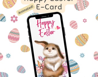 Happy Easter animated E-Card, Bunny eCard, Last Minute Gift, Easter Greeting E-Card, Easter Card, Cute Bunny E-Card, Instand Download eCard