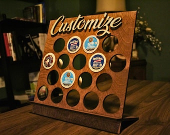 Personalized K-Cup Holder – Wooden Keurig Pod Organizer, Custom Coffee Bar Storage, Laser Cut Name Sign, Countertop Coffee Station Decor