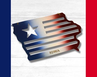 Iowa Metal Wall Art, Metal Iowa Sign, Wooden Iowa State Wall Decor, Wood Iowa Gift, Iowa Home Decor