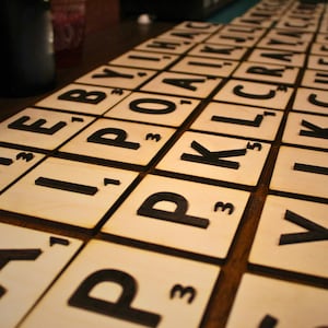Giant Scrabble Tiles, Personalized Birch Game Tile, Large Custom Handcrafted Letters, Board Game Inspired, Laser Cut and Etched