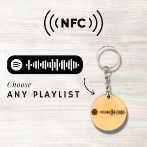 Custom NFC Spotify Keychain - Scan and Play Your Favority Song, Album, or Playlist, Tap and Listen, Scan Spotify Album Code