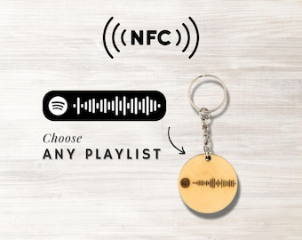 Custom NFC Spotify Keychain - Scan and Play Your Favority Song, Album, or Playlist, Tap and Listen, Scan Spotify Album Code